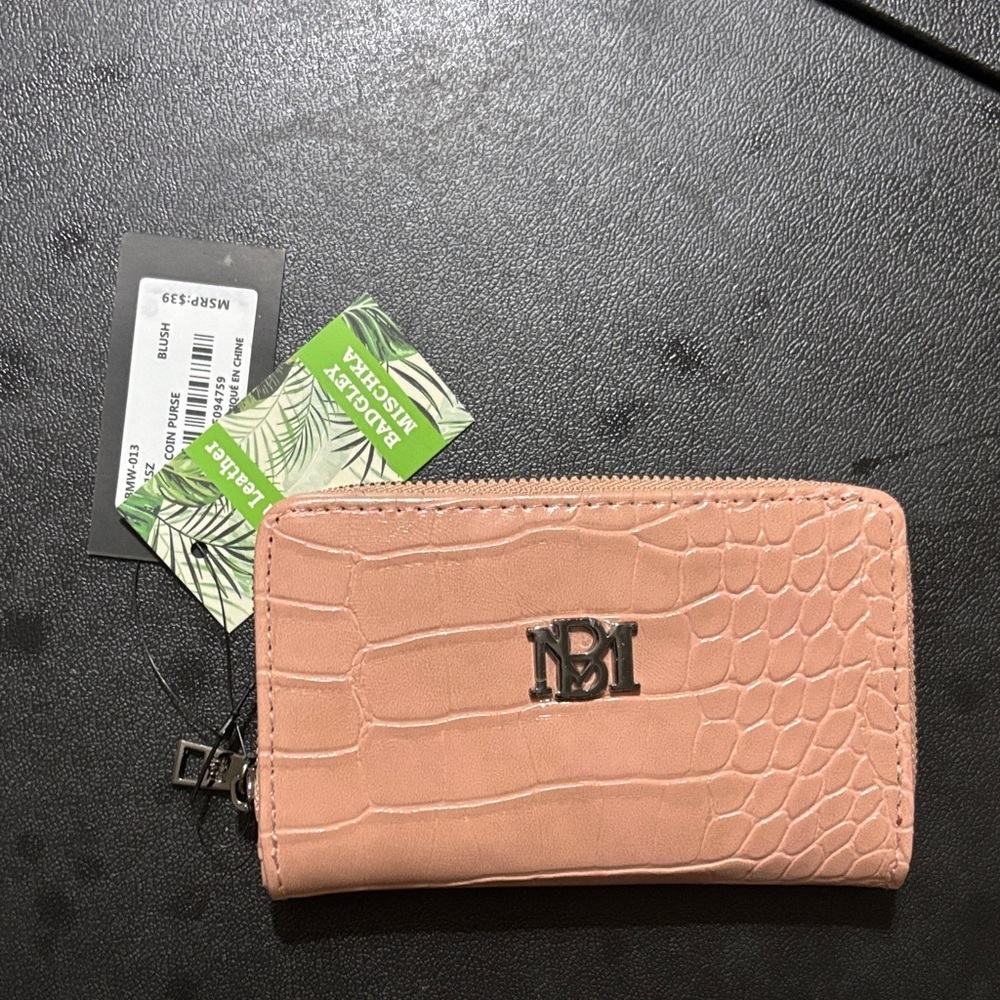 Badgley Mischka Blush Crocodile Embossed Wallet